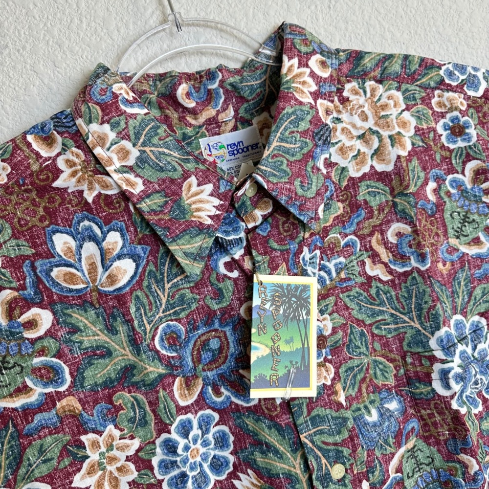 Reyn Spooner Mens XXL 80s 90s Heirloom Red Floral Hawaiian Button Down Shirt NWT